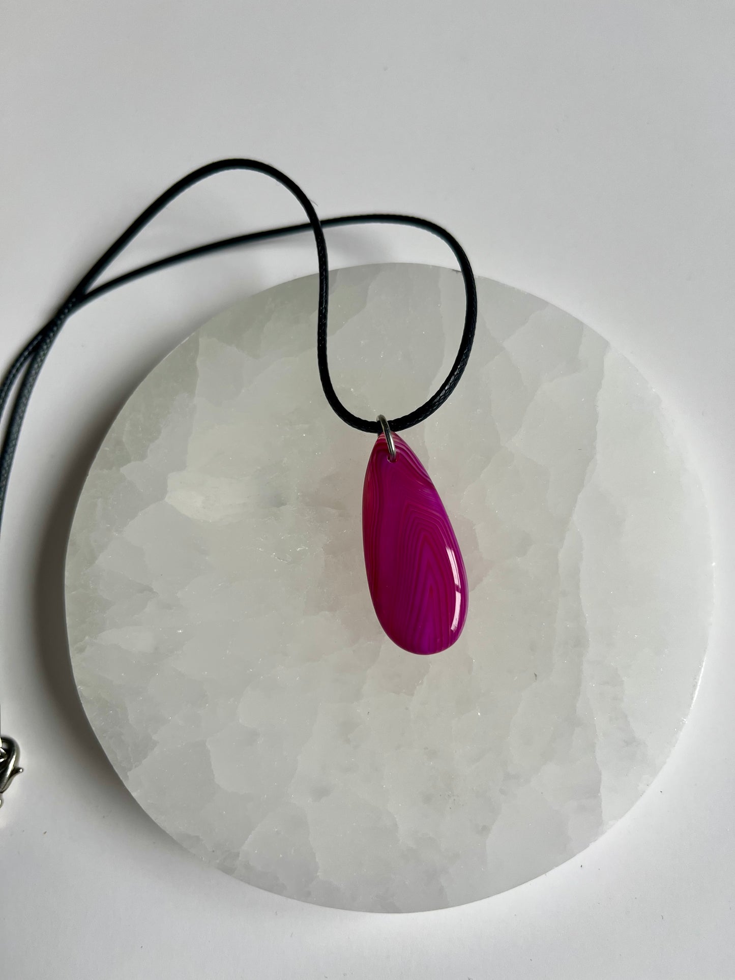 Pink Agate Teardrop Necklace