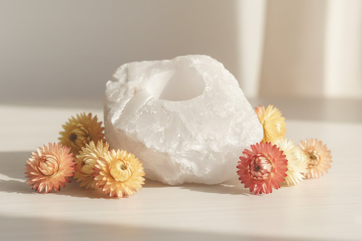 Clear Quartz Candle Holder