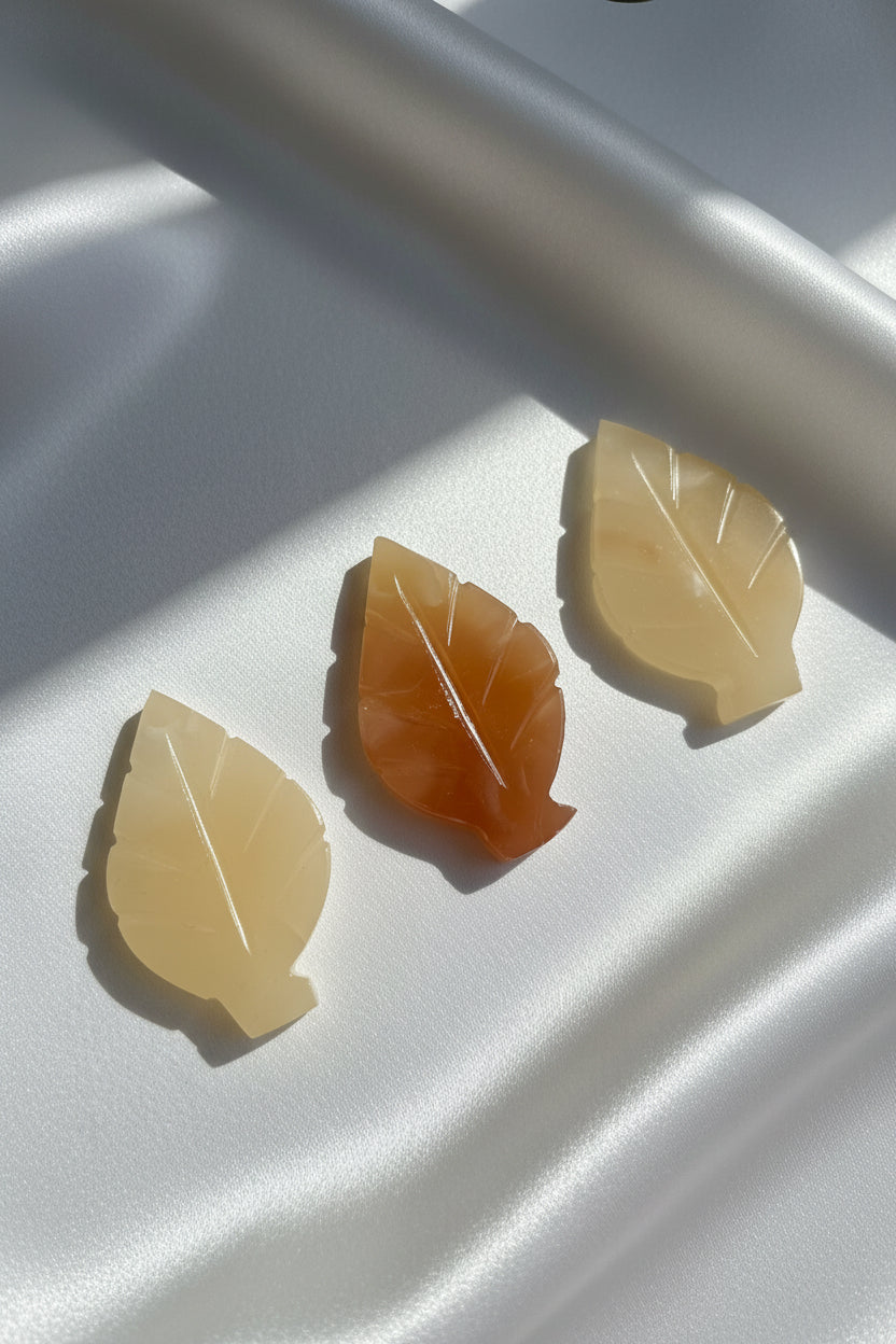 Honey Calcite Leaf Carving
