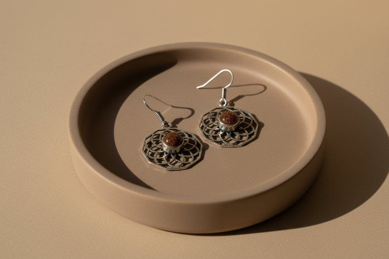 Goldstone Flower of Life Earrings
