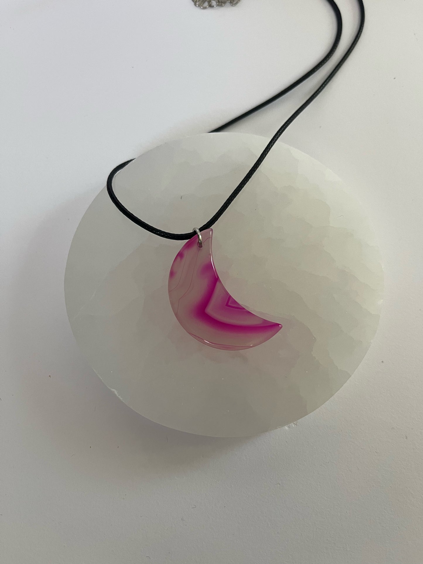 Pink Agate Moon Necklace
