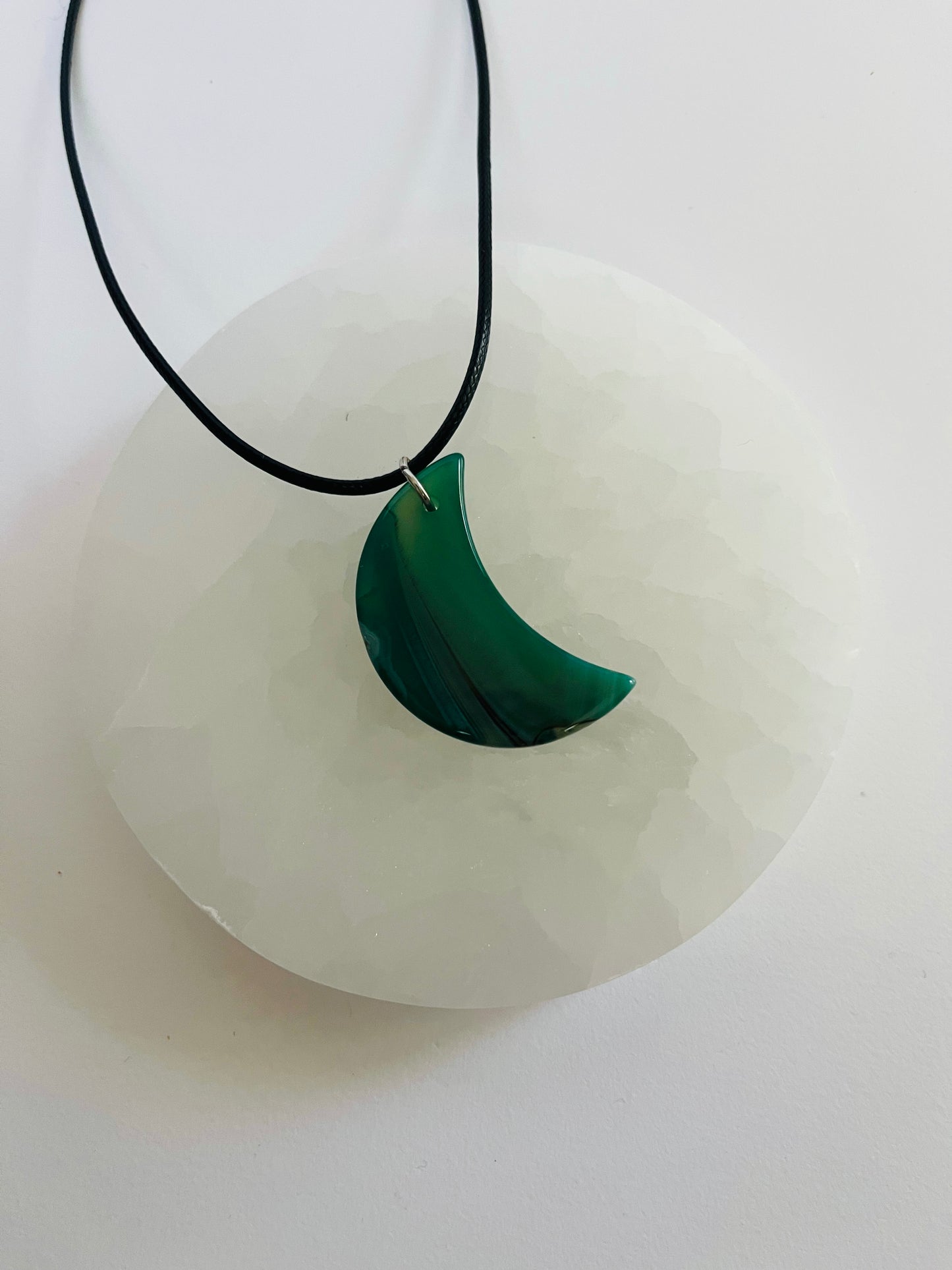 Green Agate Moon Necklace