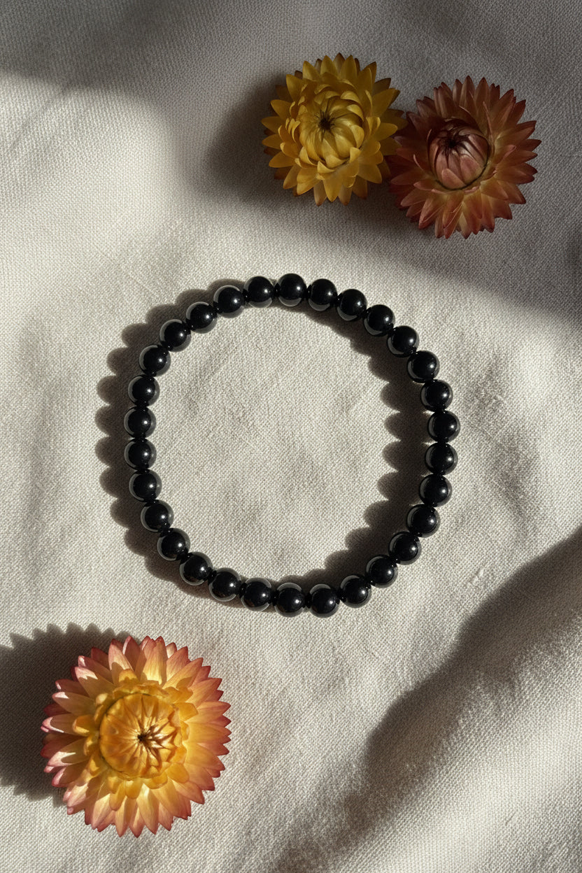 Black Obsidian Bead Bracelet