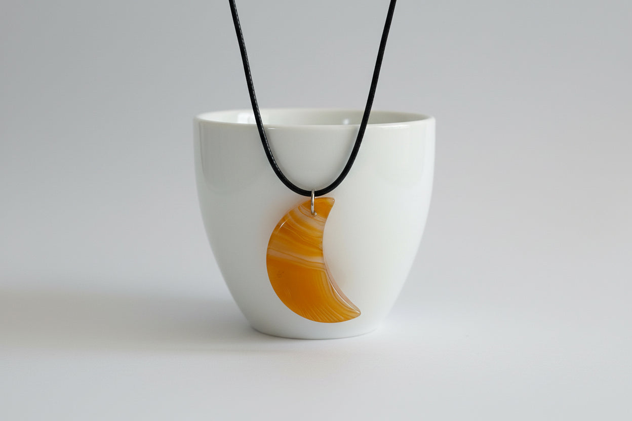 Orange Agate Moon Necklace