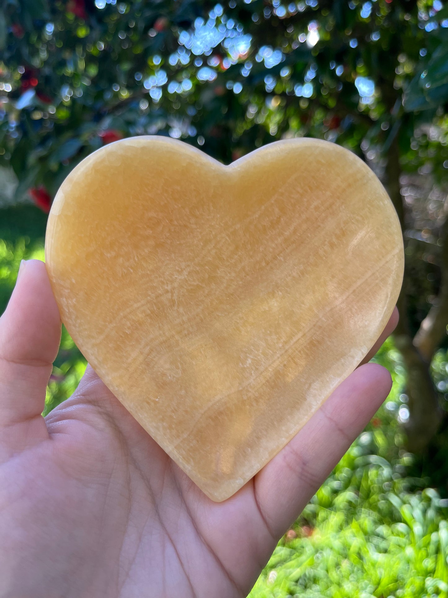 Mango Calcite Heart Dish
