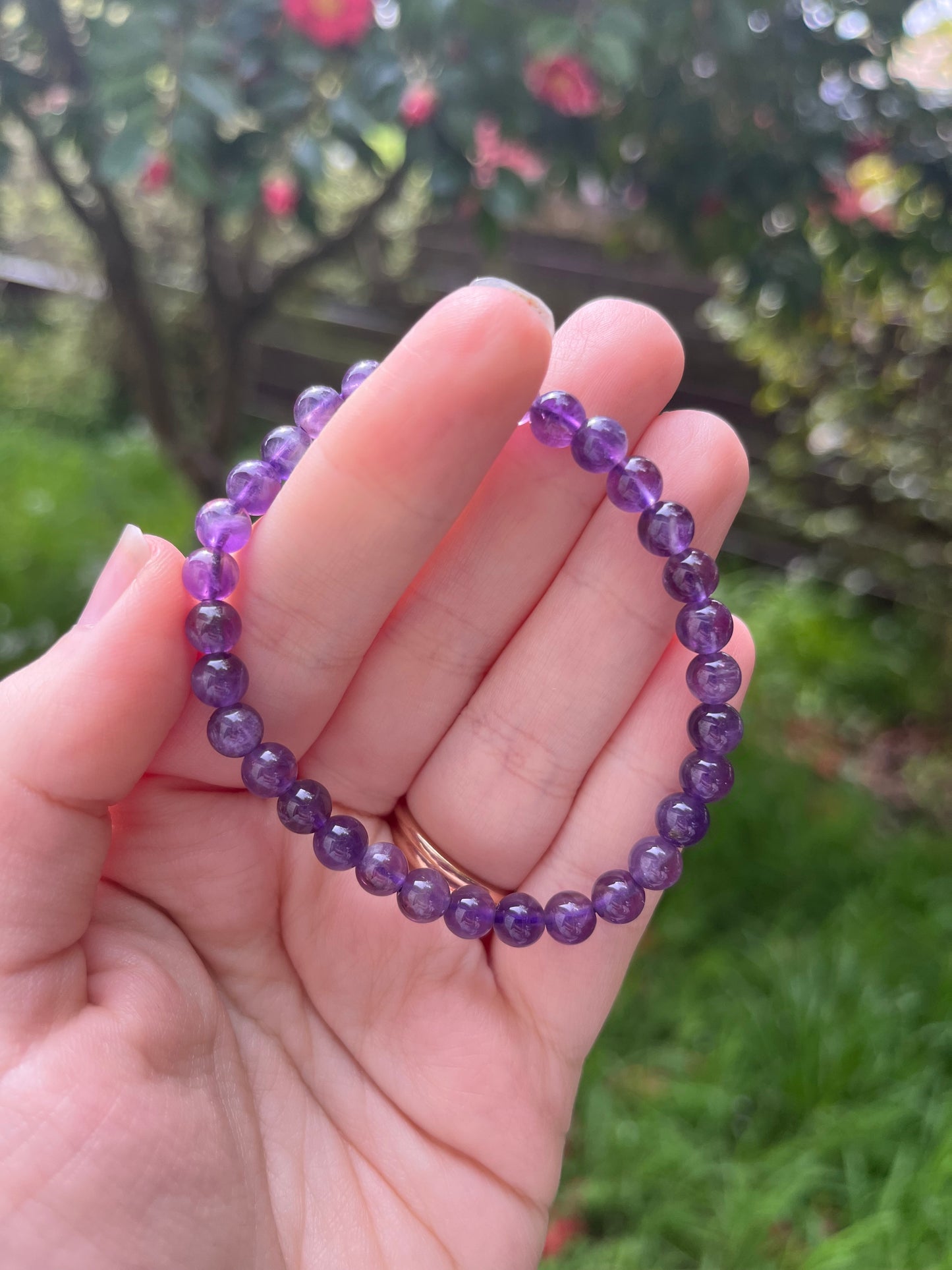 Amethyst Round Bead Bracelet