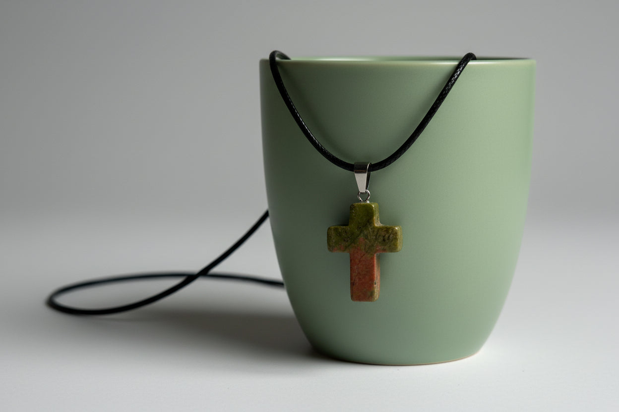Unakite Cross Necklace