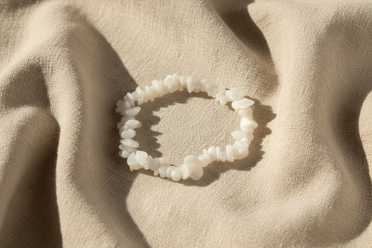 White Moonstone Chip Bracelet