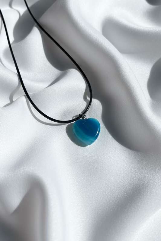 Blue Agate Heart Necklace