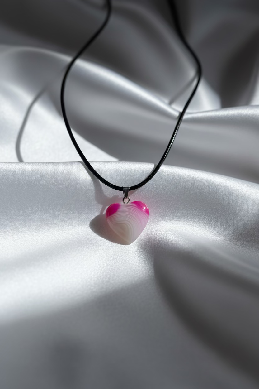 Pink Agate Heart Necklace