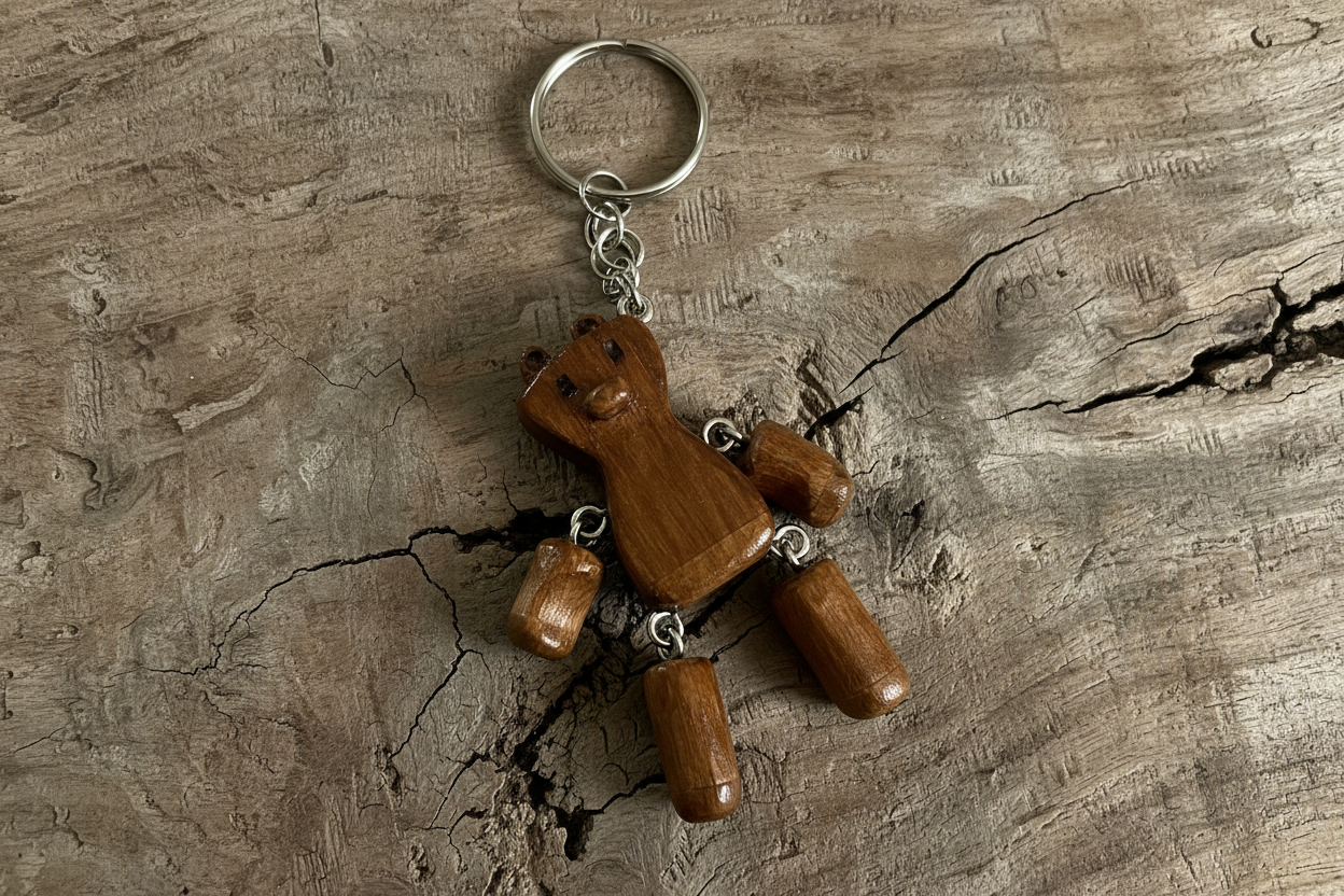 Teddy Bear Keyring - Pine & Rimu
