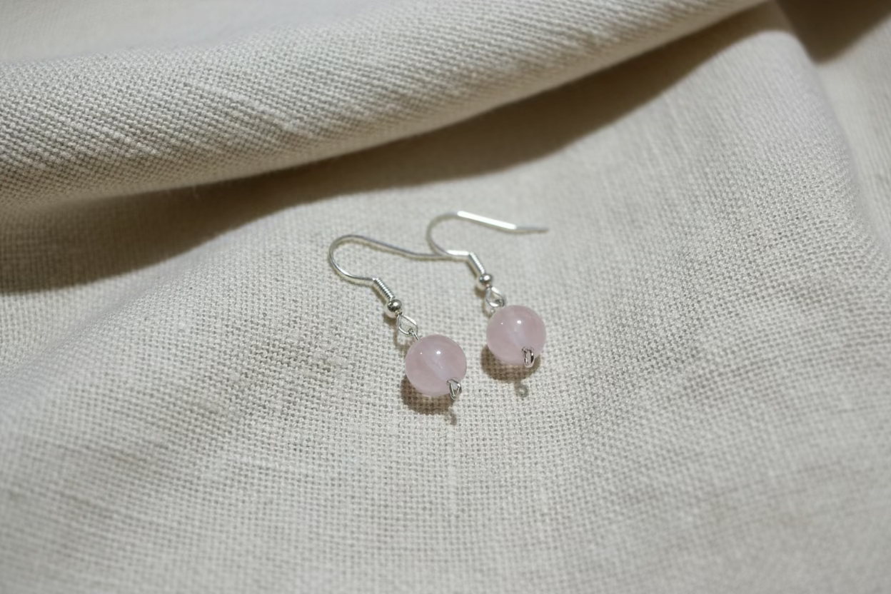 Rose Quartz Bead Earrings
