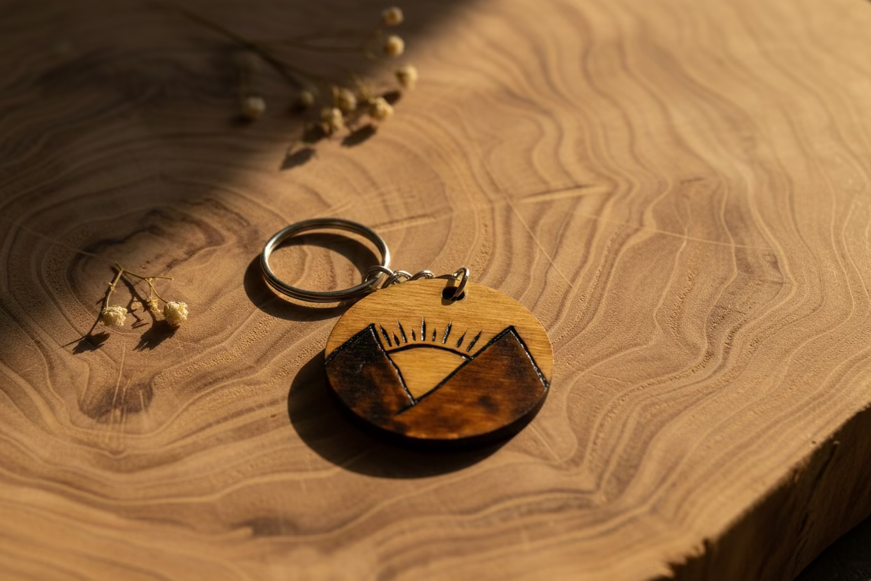 Mountain Sunrise Keyring - Pine