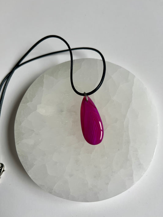 Pink Agate Teardrop Necklace