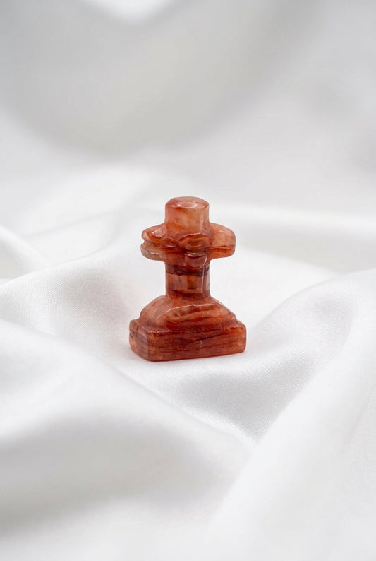 Fire Quartz Cross Carving