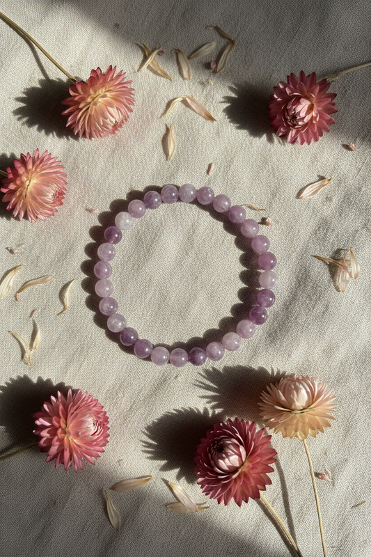 Lepidolite Round Bead Bracelet