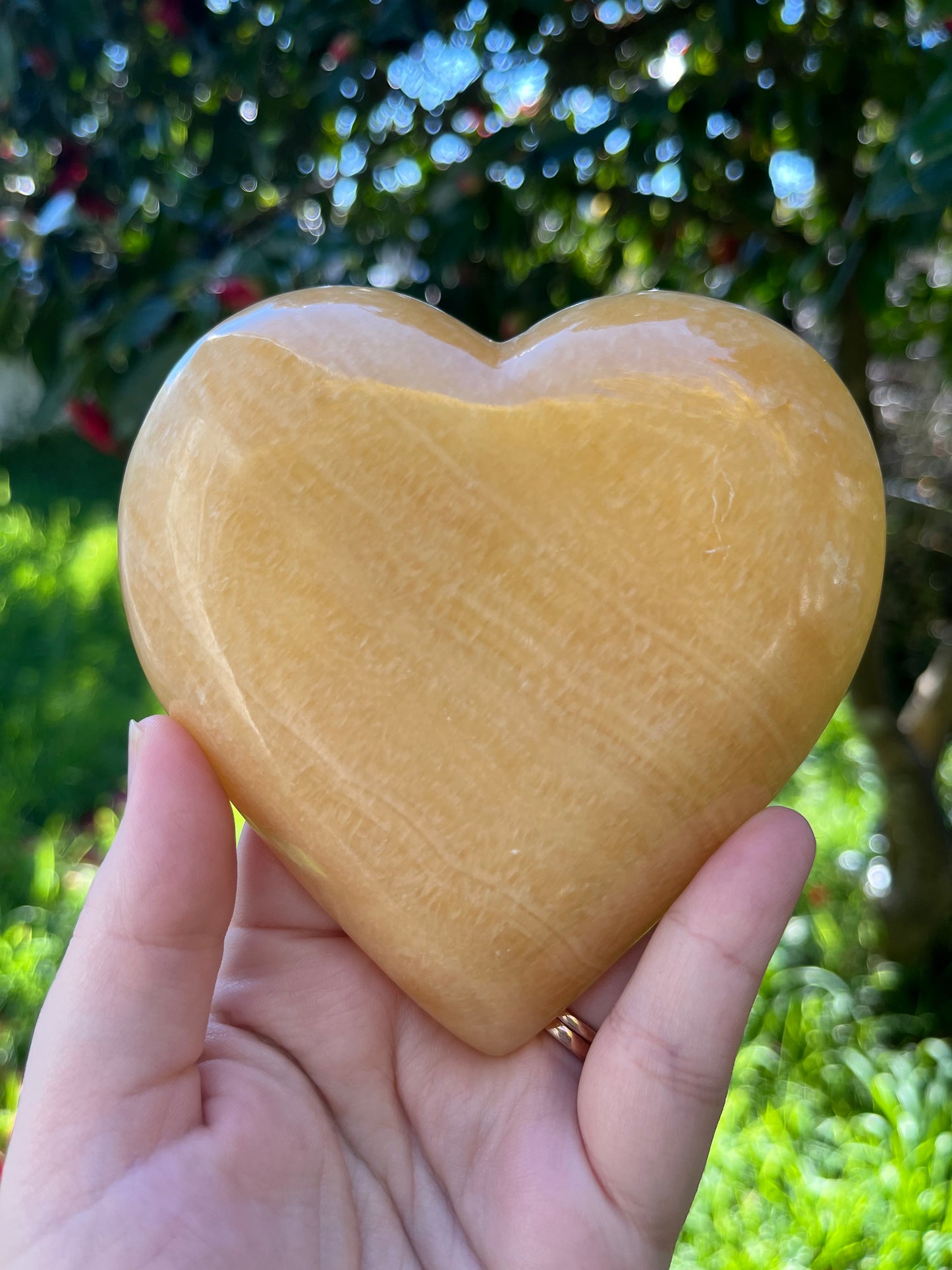 Mango Calcite Heart Dish