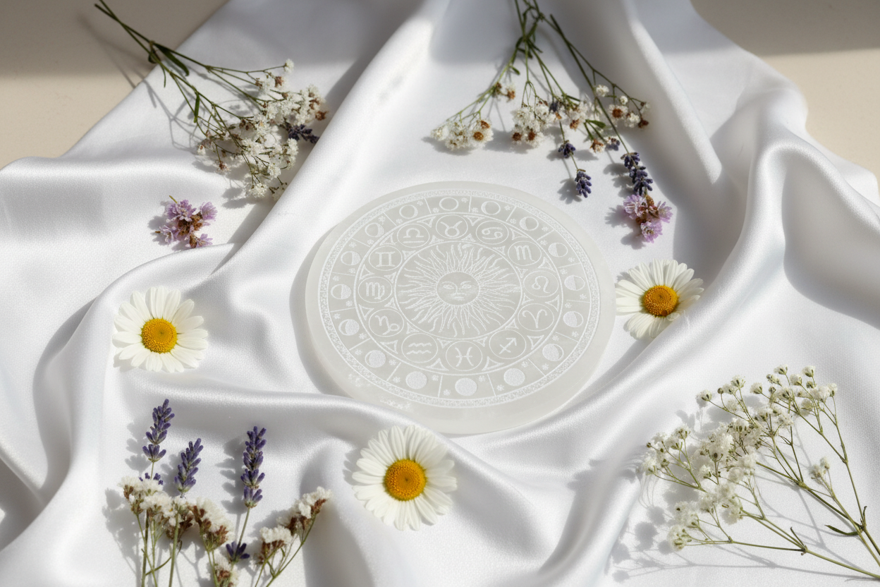 Selenite Disc - Astrology & Moon Phase