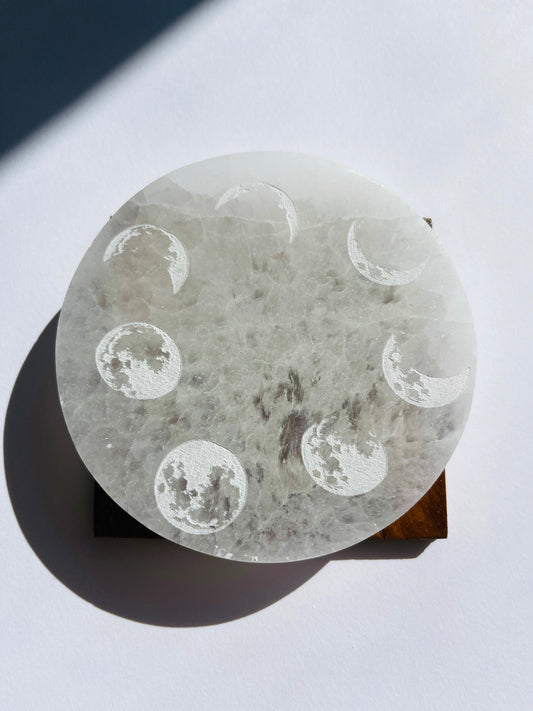 Selenite Disc - Moon Phases