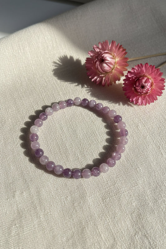 Lepidolite Round Bead Bracelet