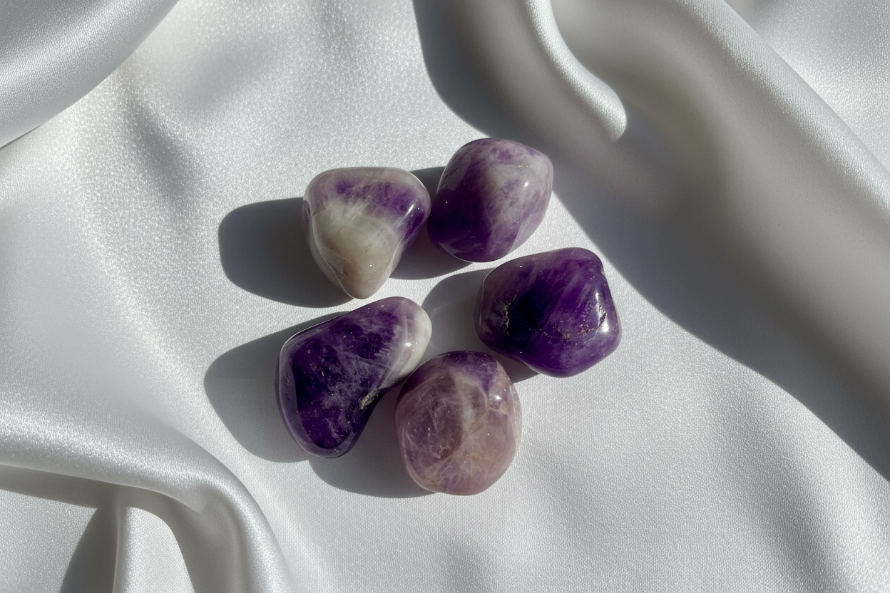 Chevron Amethyst Tumbled Stone