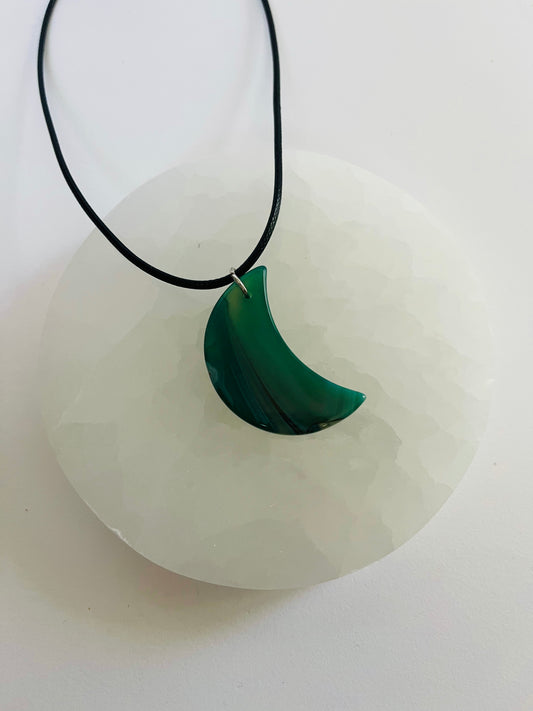 Green Agate Moon Necklace