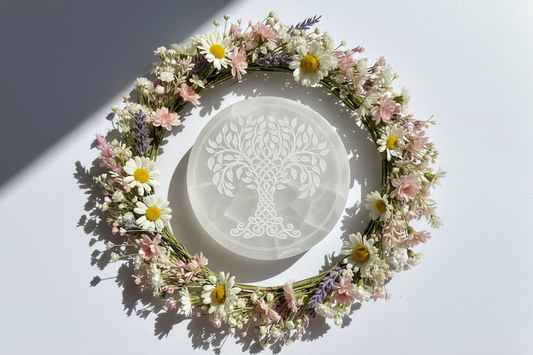 Selenite Disc - Celtic Tree of Life