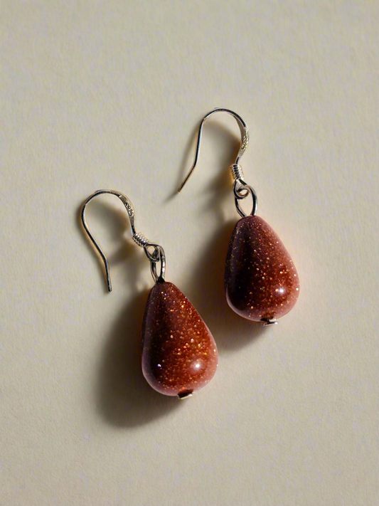 Goldstone Teardrop Earrings