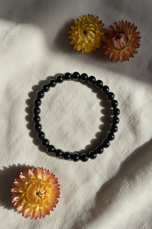 Black Obsidian Bead Bracelet