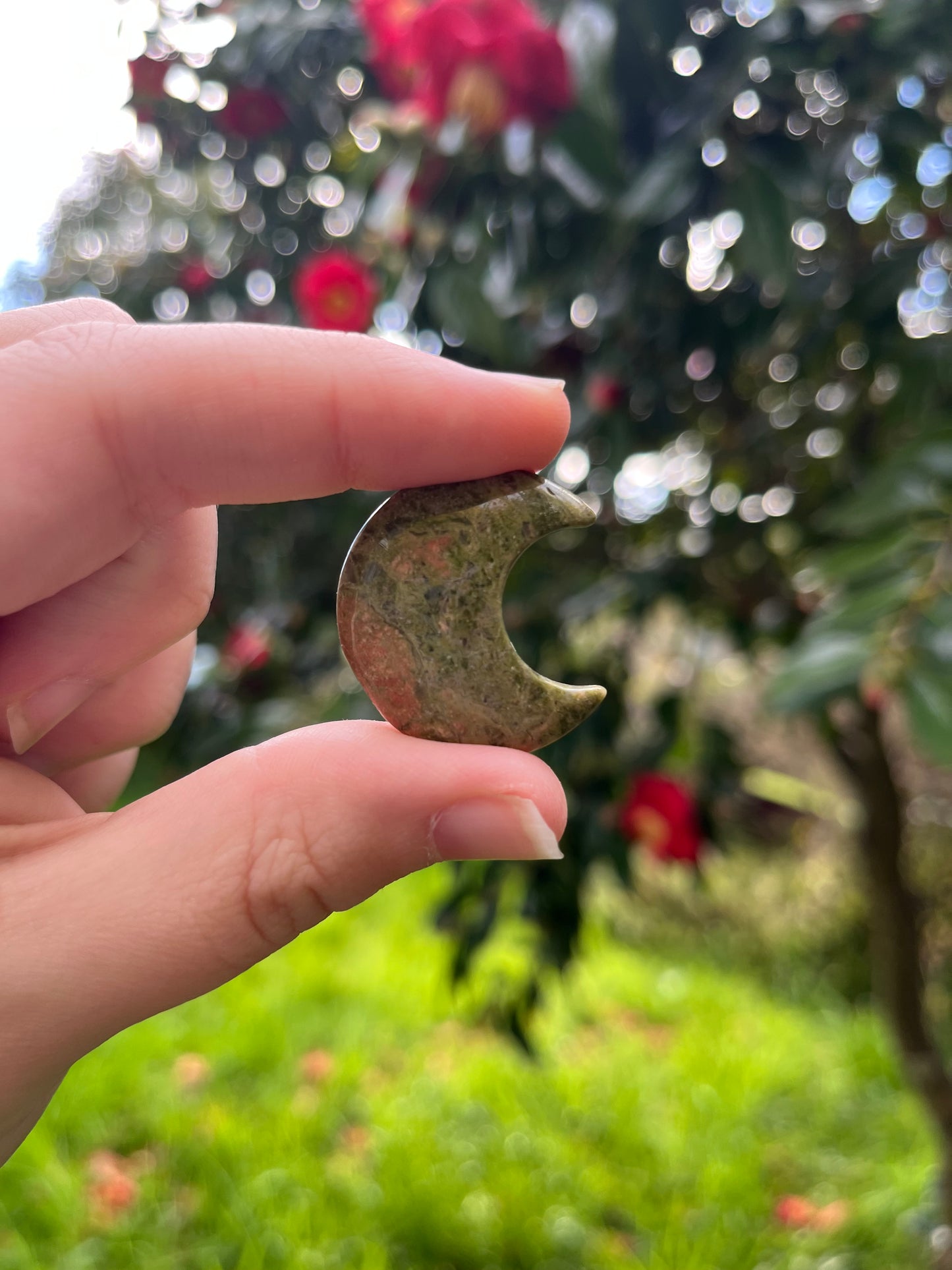 Unakite Moon Carving