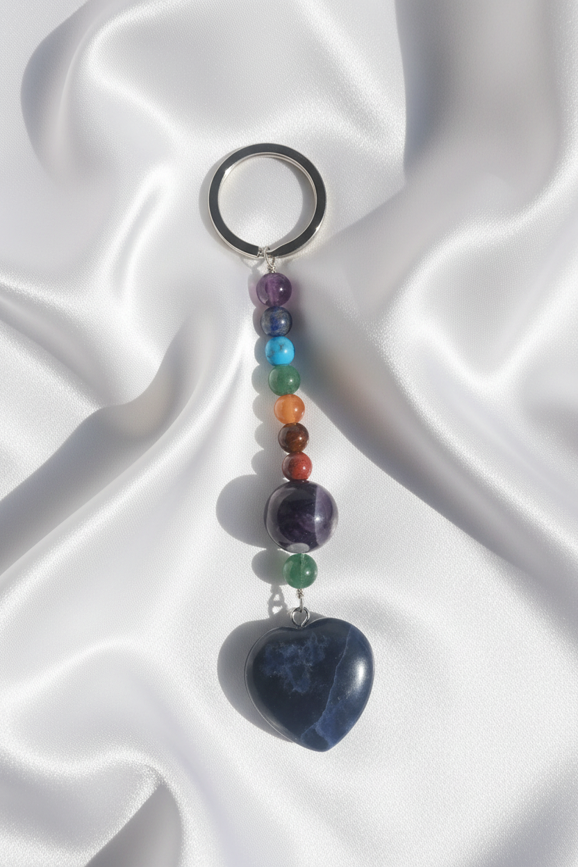 Chakra Sodalite Heart Keyring