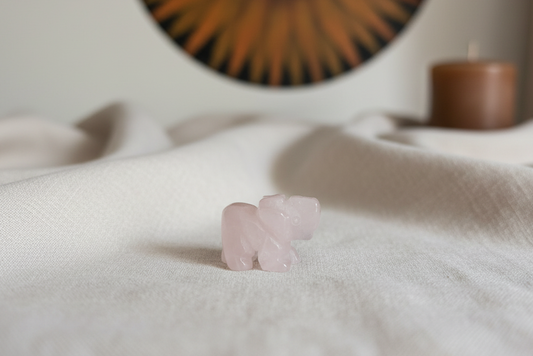 Rose Quartz Elephant Carving