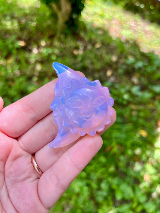 Pink Opalite Moon Carving