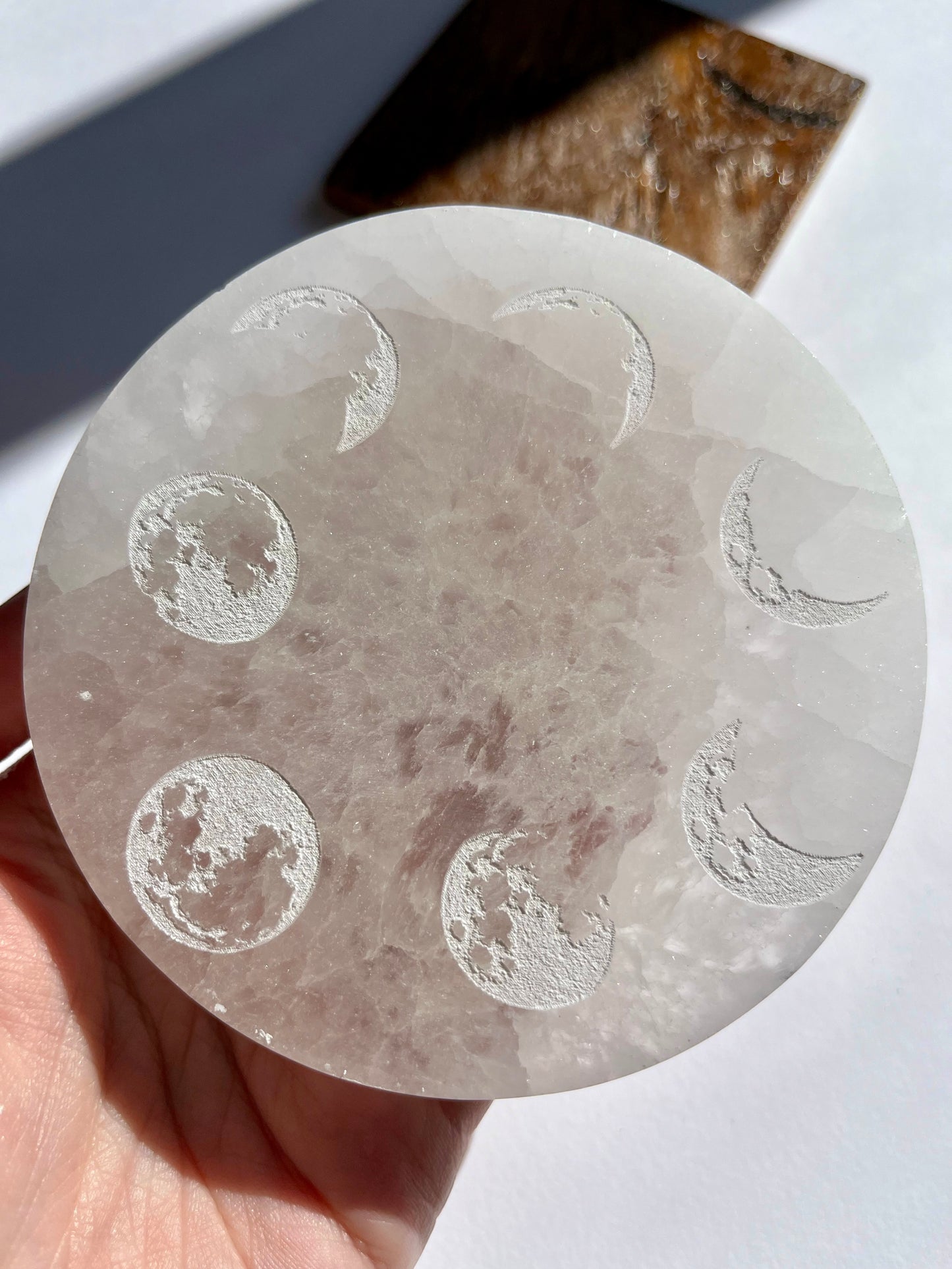 Selenite Disc - Moon Phases