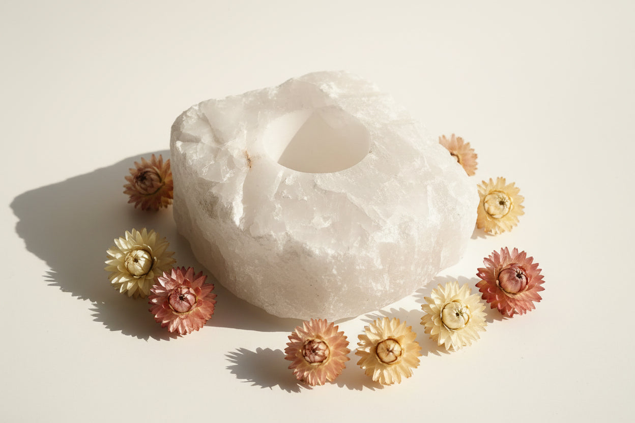 Clear Quartz Candle Holder - Candles NZ - Crystals