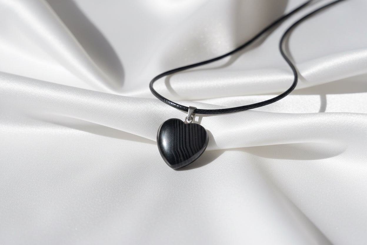 Black Agate Heart Necklace