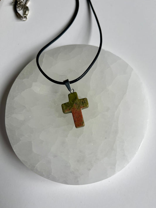 Unakite Cross Necklace