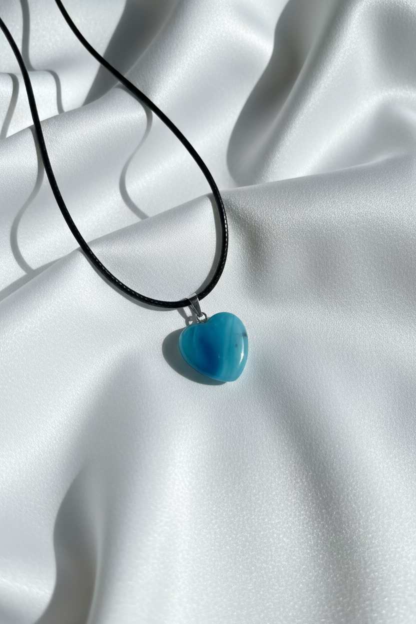 Blue Agate Heart Necklace