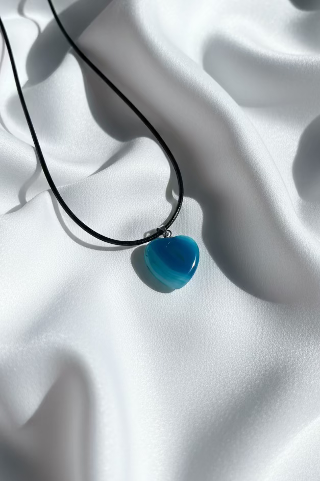 Blue Agate Heart Necklace