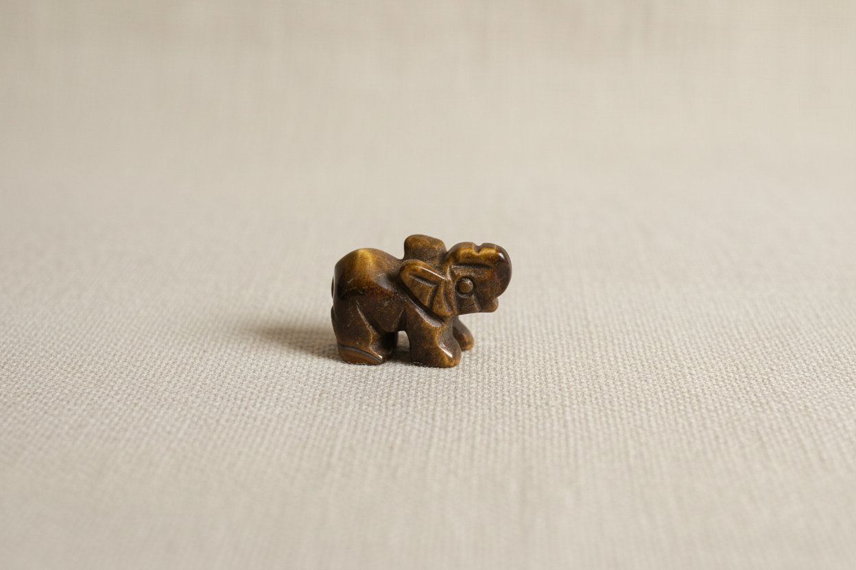 Tigers Eye Elephant Carving
