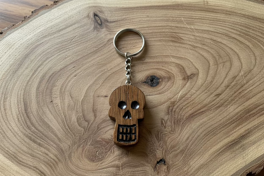 Skull Keyring - Oak