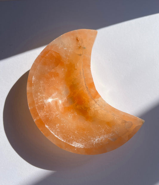 Orange Selenite Moon Bowl