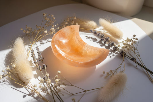 Orange Selenite Moon Bowl