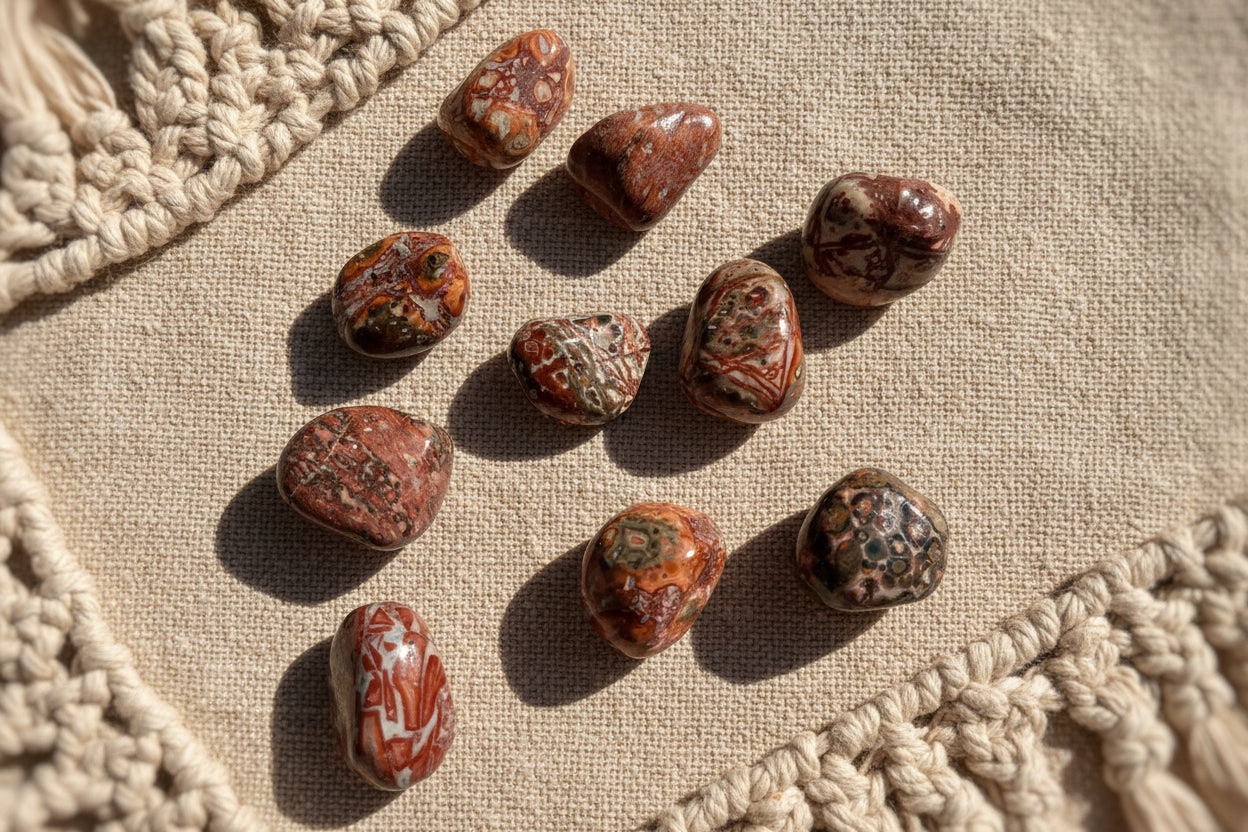 Leopard Skin Jasper Crystal Tumbled Stone NZ for grounding and stability