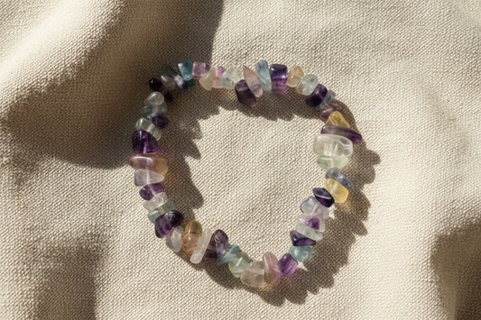 Rainbow Fluorite Crystal Chip Bracelet - Crystal Bracelets NZ