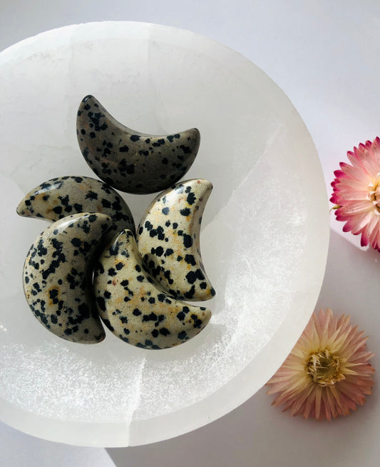 Dalmatian Jasper Moon Carving